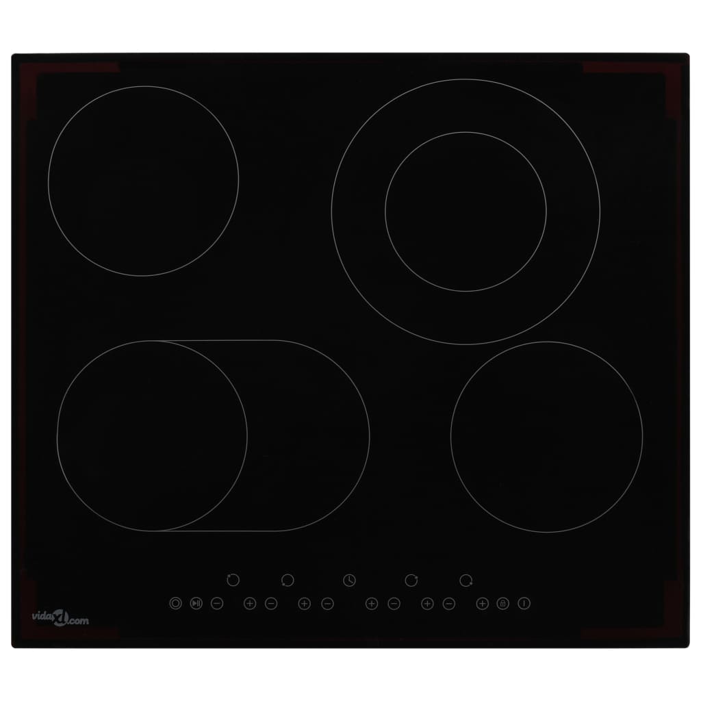 vidaXL Glaskeramik-Kochfeld mit 4 Platten Touch Control 6600 W