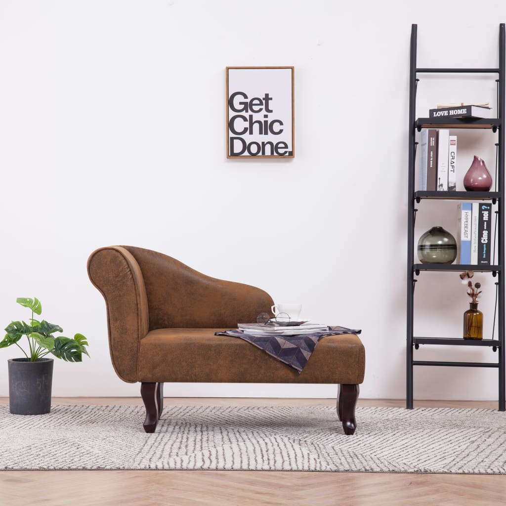 vidaXL Chaiselongue Braun Wildleder-Optik
