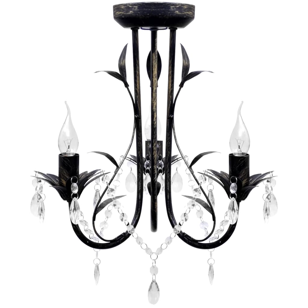 Decknlampe Art Novau mit Kristallperlen 3 x E14 Decknlampe Art Novau mit Kristallperlen 3 x E14