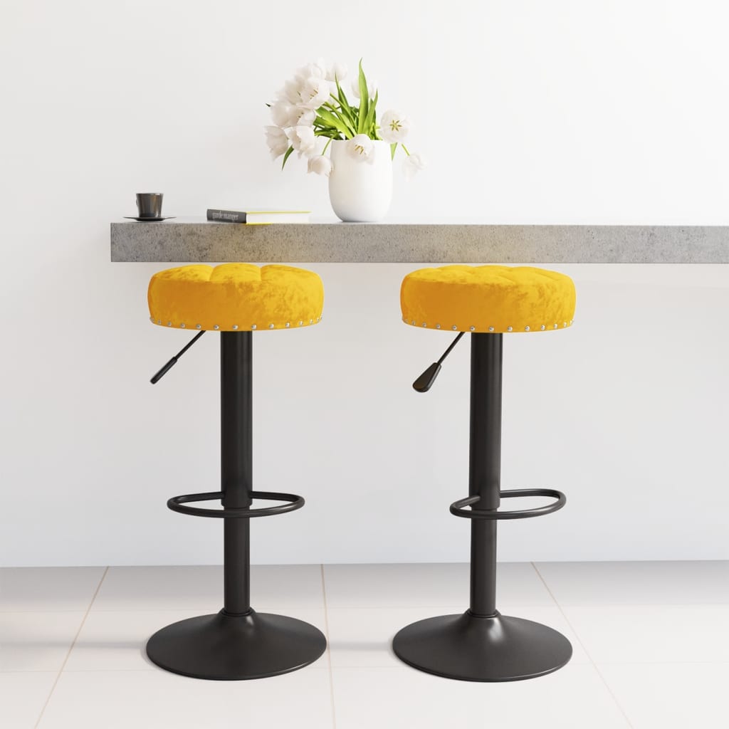  vidaXL Barhocker 2 Stk. Senfgelb Samt