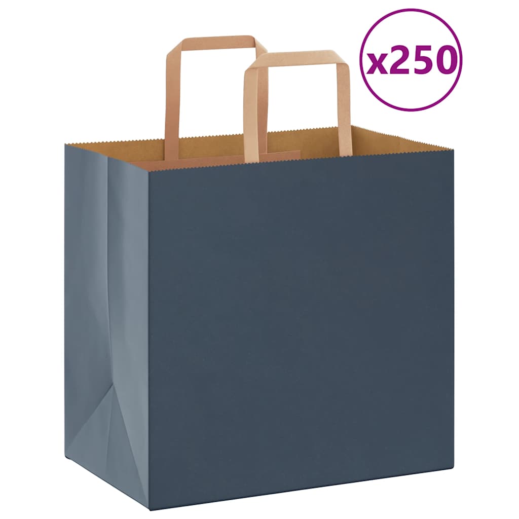 vidaXL Papiertragetaschen 250 Stk. mit Henkeln Blau 26x17x25 cm