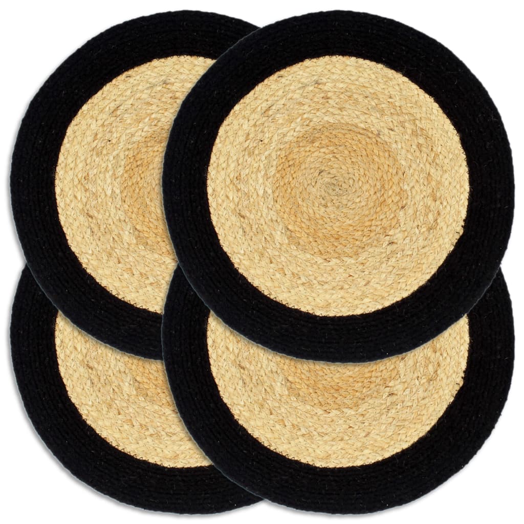 vidaXL Tischsets 4 Stk. Natur und Schwarz 38 cm Jute und Baumwolle