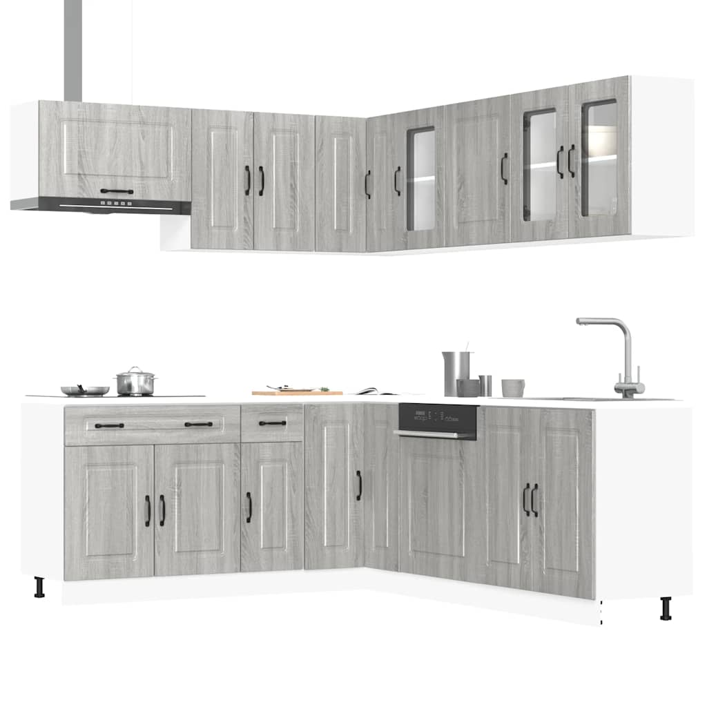 vidaXL 11-tlg. Küchenschrank-Set Kalmar Grau Sonoma Holzwerkstoff
