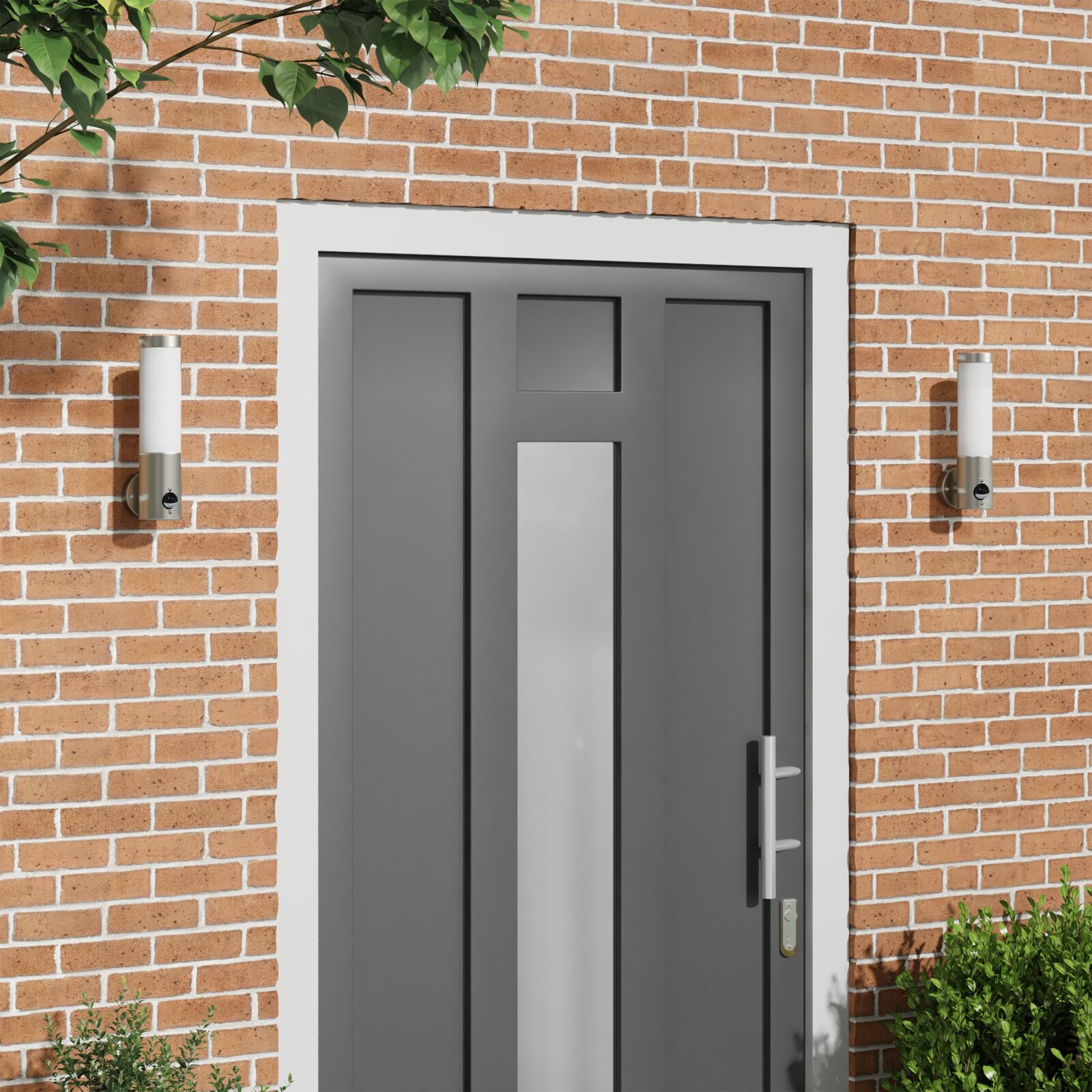 vidaXL Außenwandleuchten mit Sensor 2 Stück Silber Edelstahl IP44