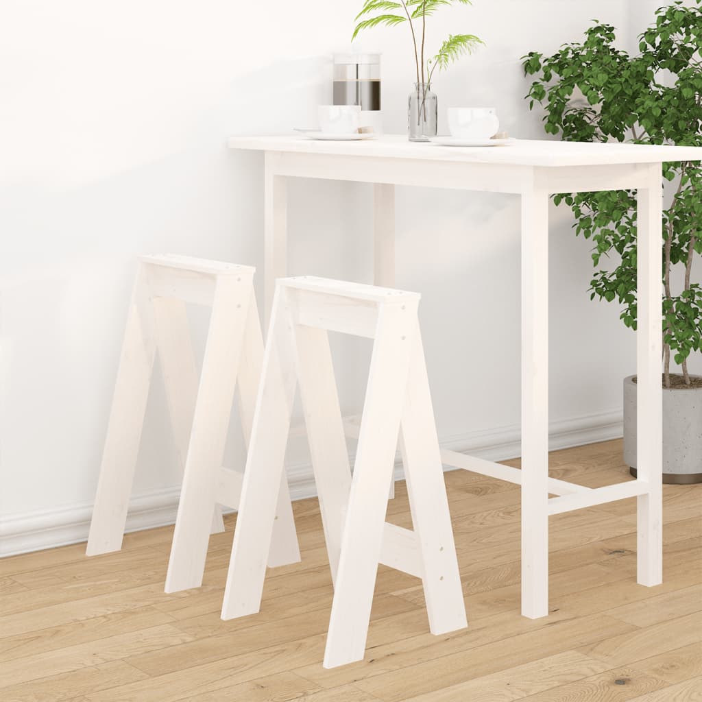vidaXL Hocker 2 Stk. Weiß 40x40x75 cm Massivholz Kiefer