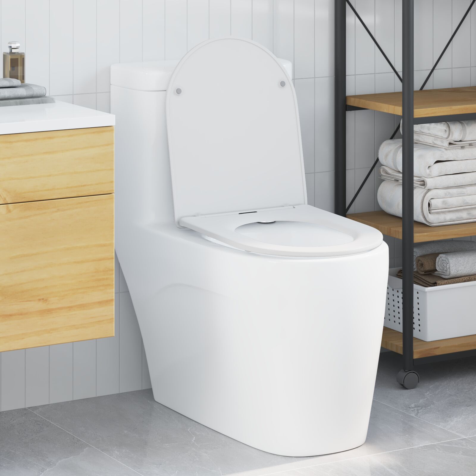 vidaXL Schnellanpassbarer Toilettensitz mit sanftem Schließen aus Duroplast in Weiß
