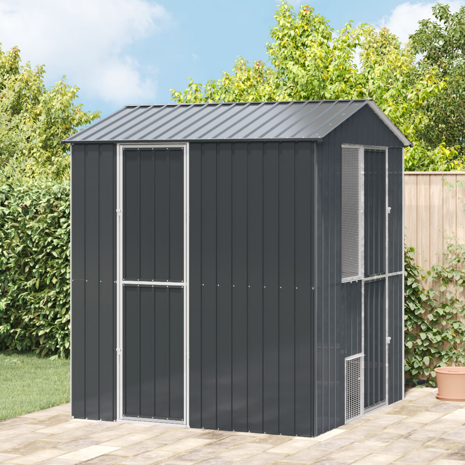 vidaXL Vogelvoliere Anthrazit 210x215x247 cm Stahl