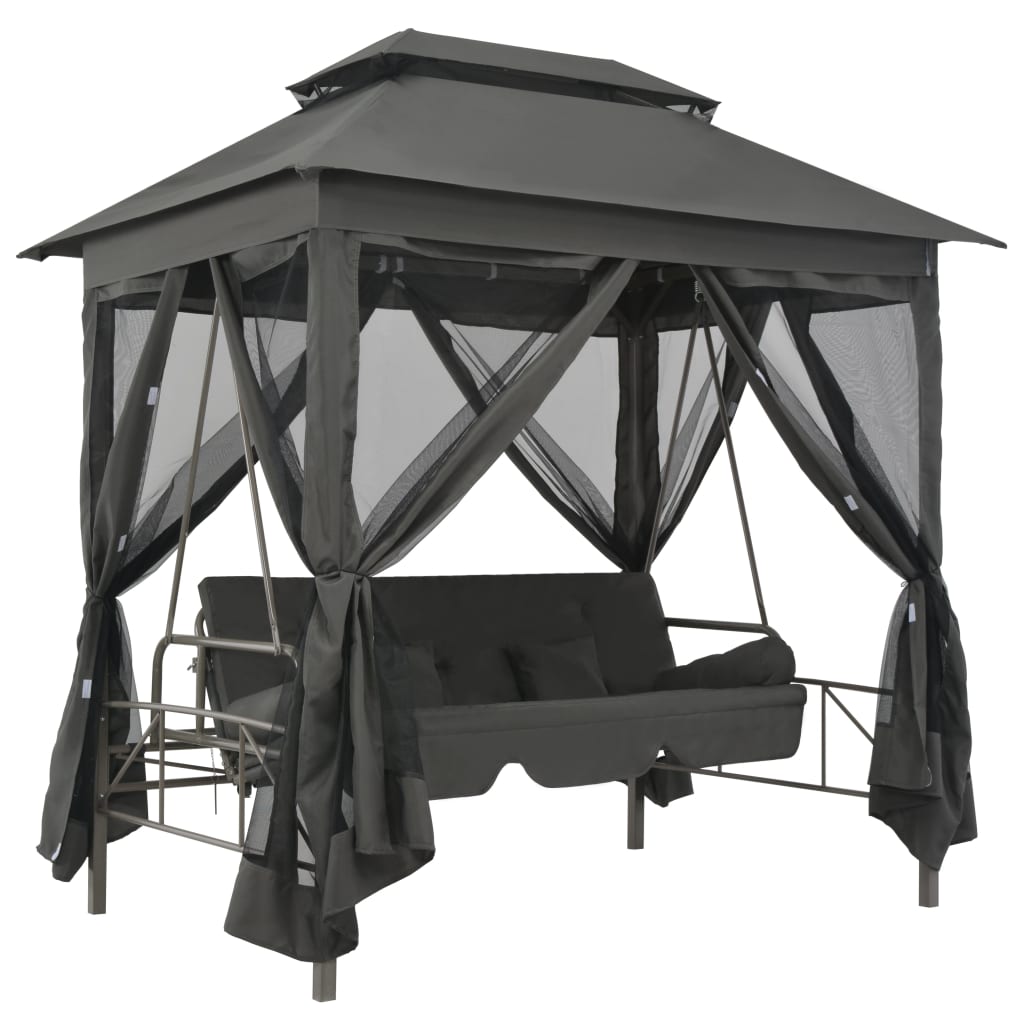 vidaXL Gartenschaukel mit Bettfunktion und Dach 220×160×240 cm Stahl 