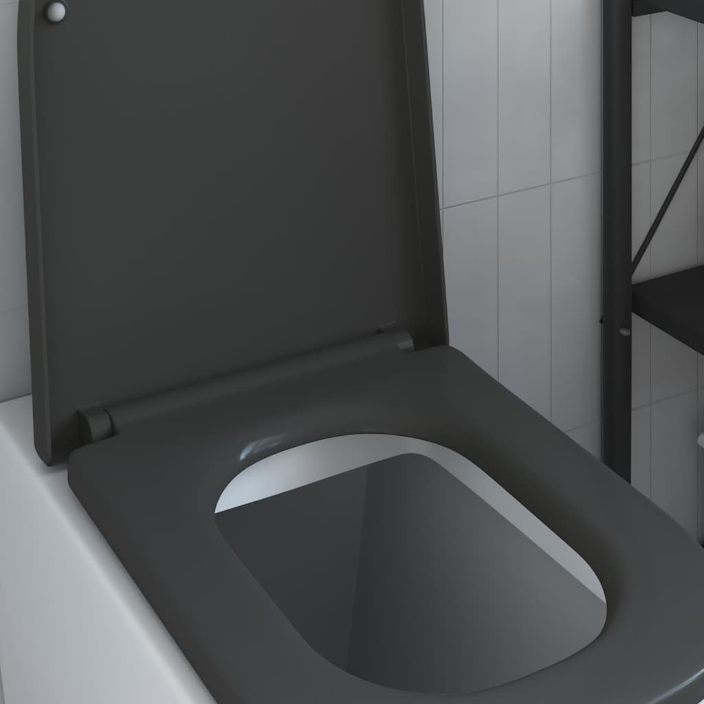 vidaXL Schnellverschluss-WC-Sitz Anthrazit 44,5 x 35 x 3,6 cm