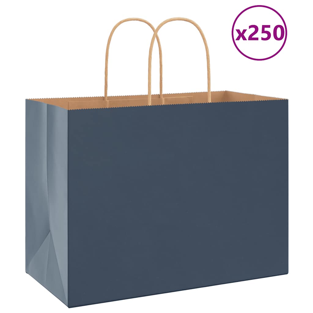 vidaXL Papiertragetaschen 250 Stk. mit Henkeln Blau 32x17x25 cm