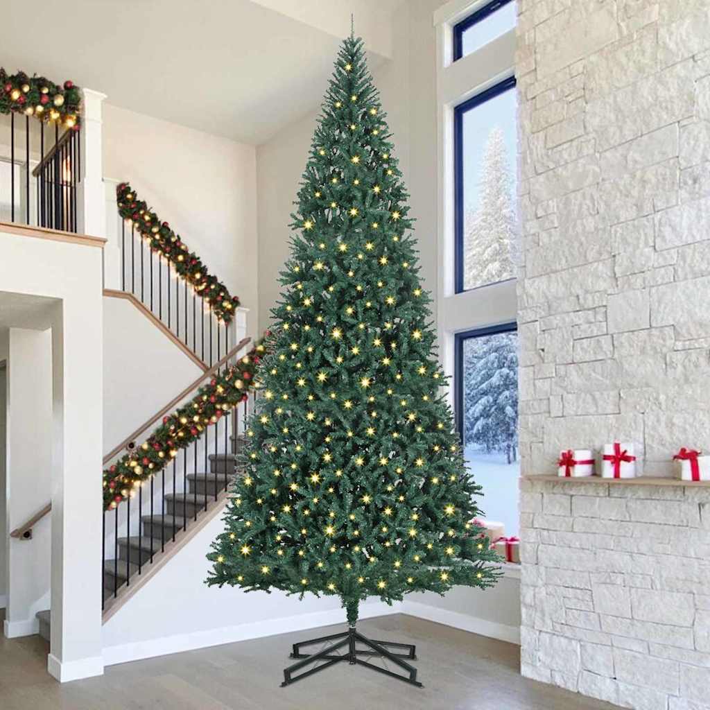 vidaXL Künstlicher vorbeleuchteter Weihnachtsbaum Grün 500 cm PVC