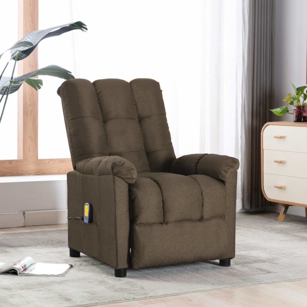 vidaXL Massagesessel Braun Stoff