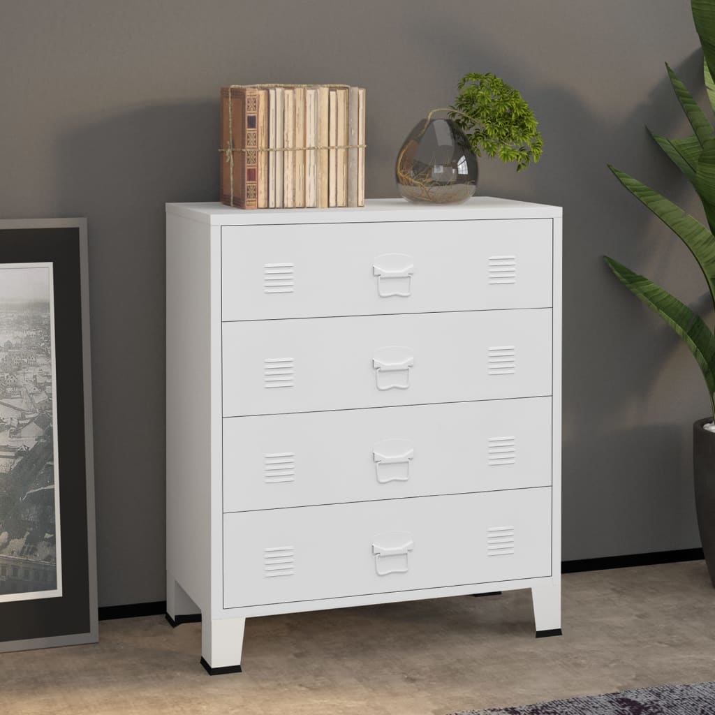 vidaXL Industrial Kommode mit Schubladen Weiß 78x40x93 cm Metall
