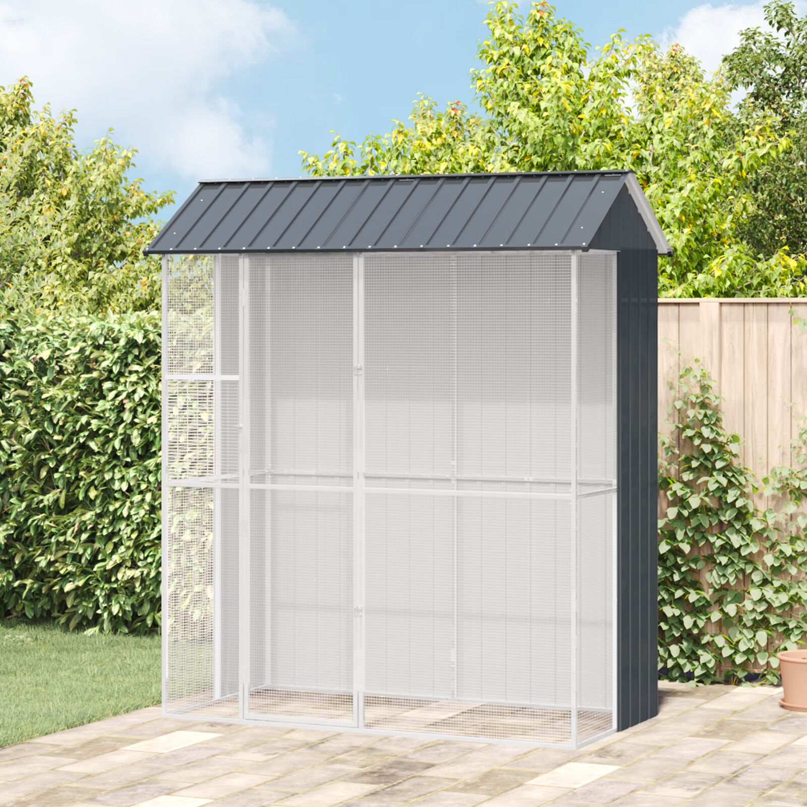 vidaXL Vogelvoliere Anthrazit 215x110x247 cm Stahl