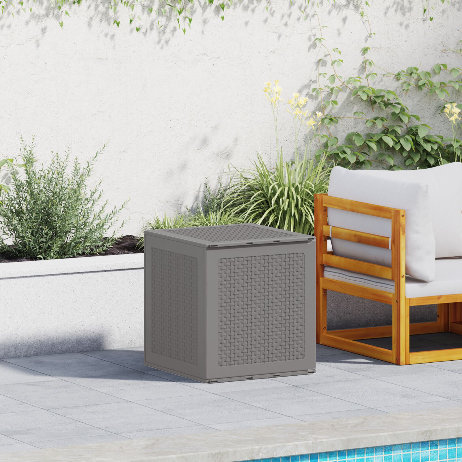 vidaXL Garten Aufbewahrungsbox Hellgrau 55x53x57 cm PP