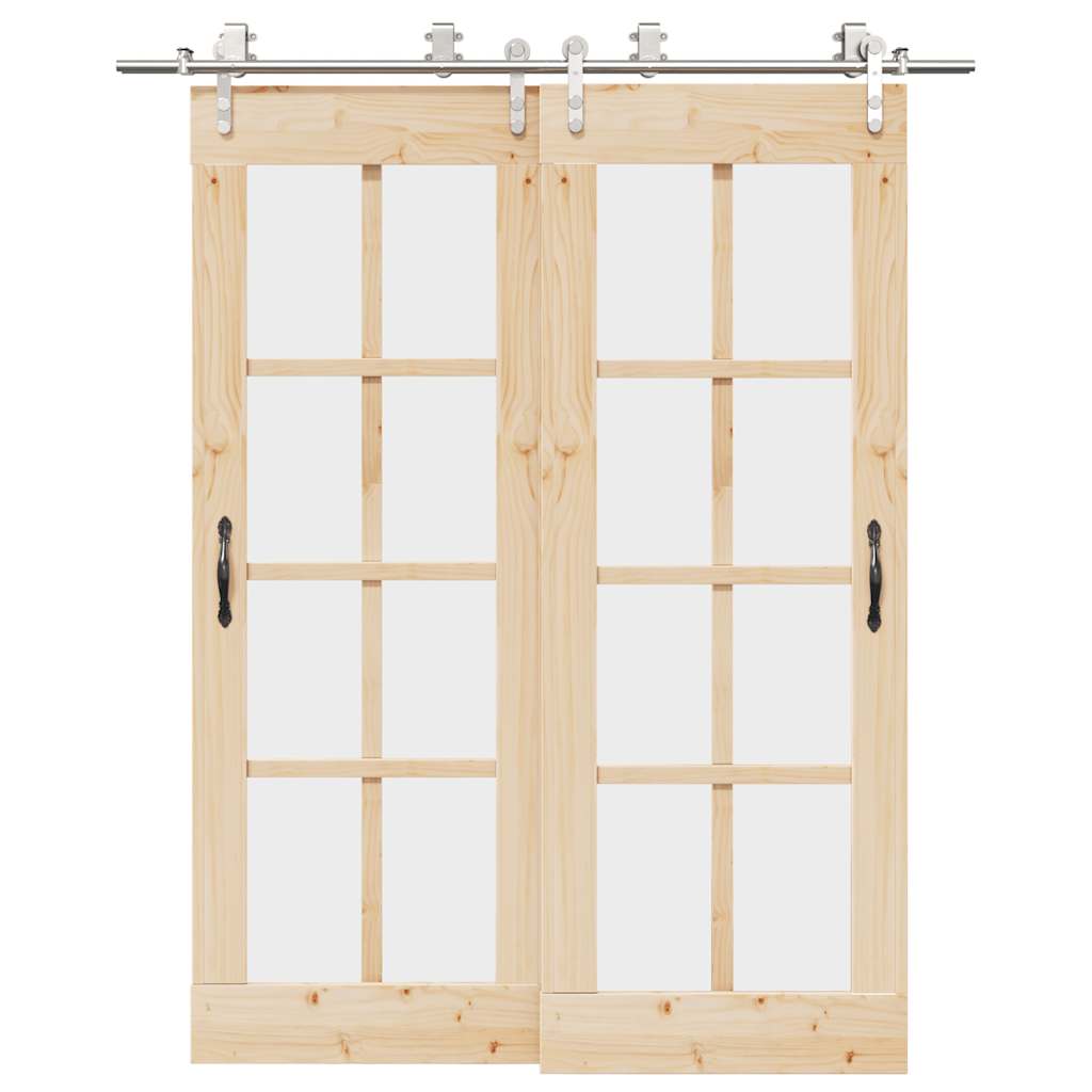 vidaXL Schiebetür-Beschlagsatz 183 cm Edelstahl Silbern