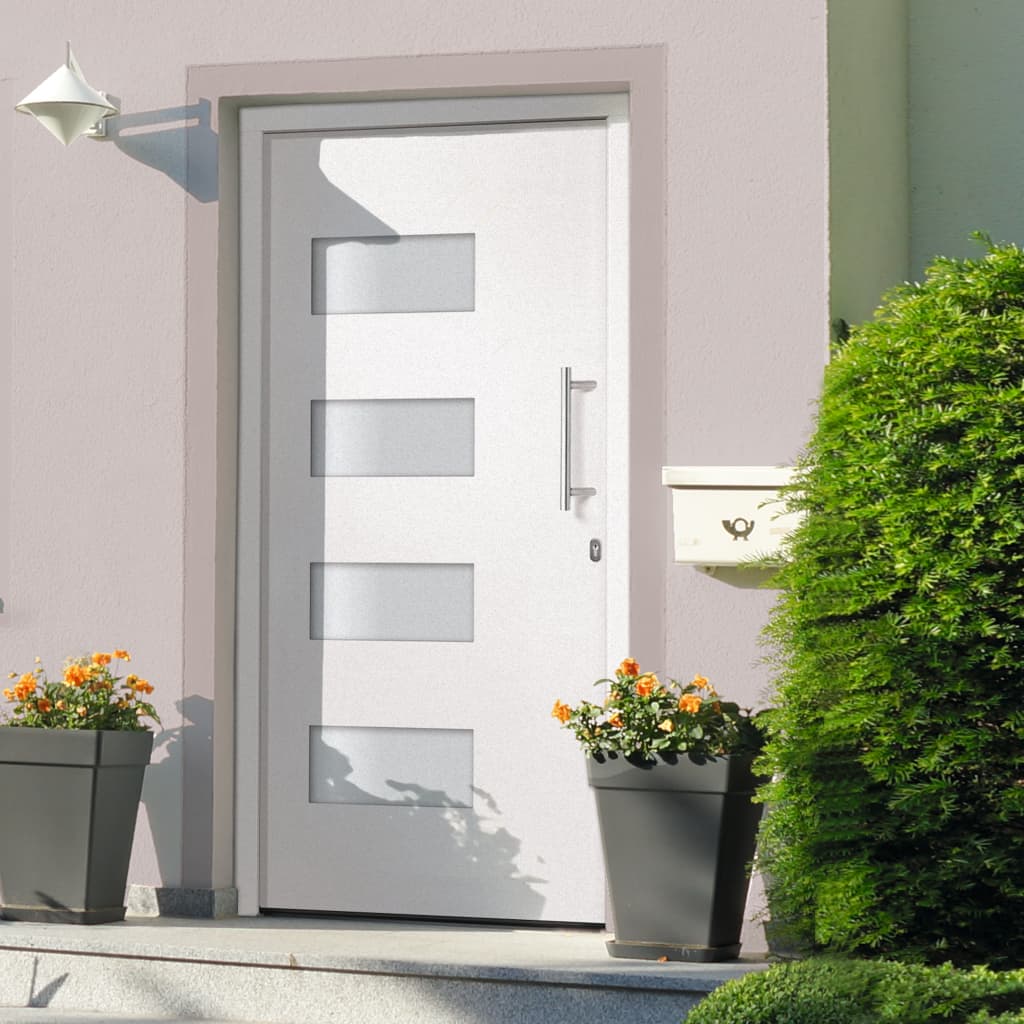 vidaXL Haustür Aluminium und PVC Weiß 100x210 cm  