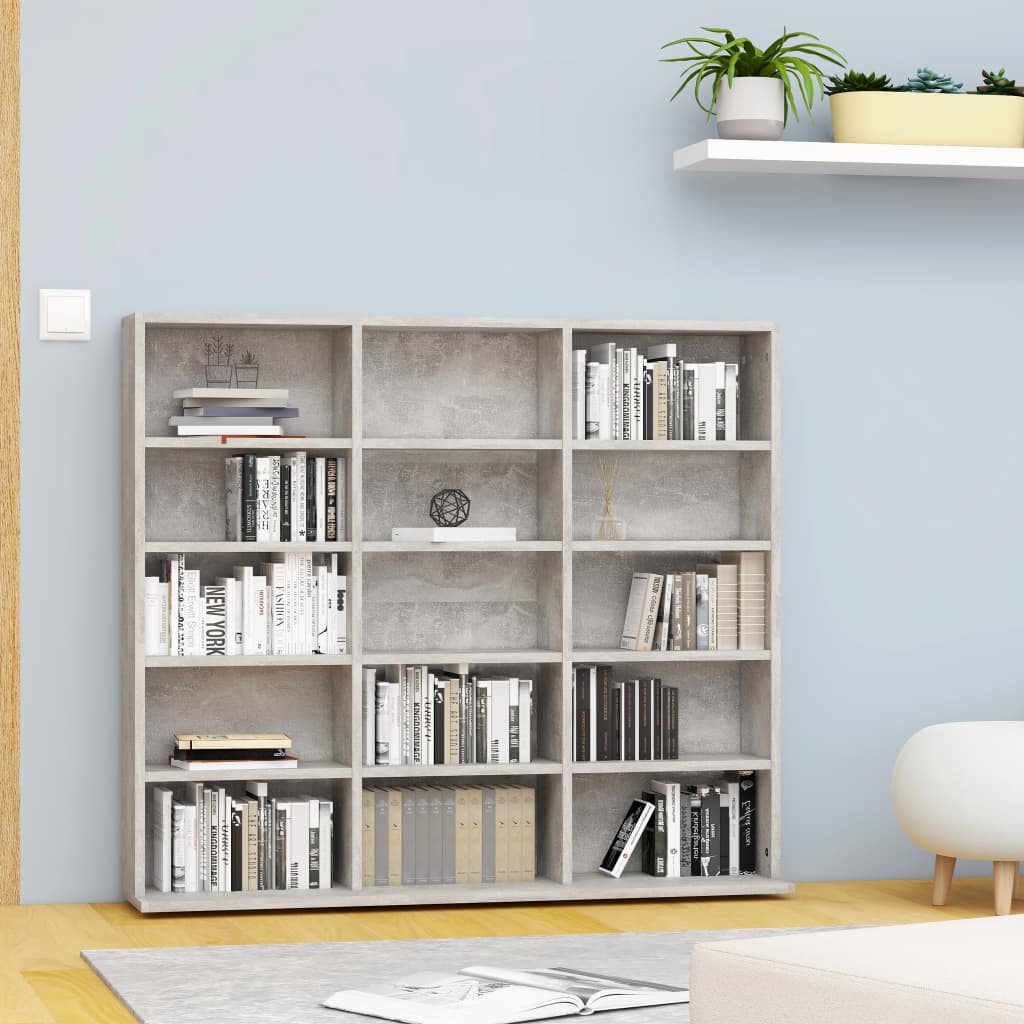 vidaXL CD-Regal Betongrau 100x23x89,5 cm Holzwerkstoff