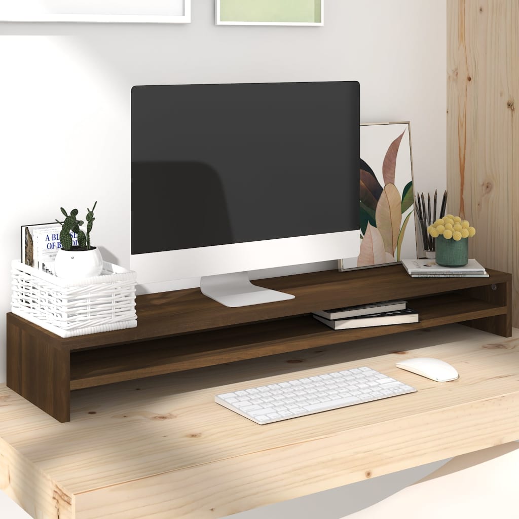 vidaXL Monitorständer Braun Eichen-Optik 100x24x13 cm Holzwerkstoff