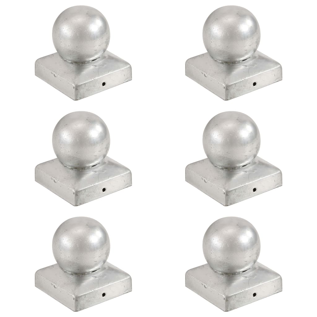vidaXL Pfostenkappen 6 Stk. Kugelform Verzinktes Metall 71 x 71 mm 
