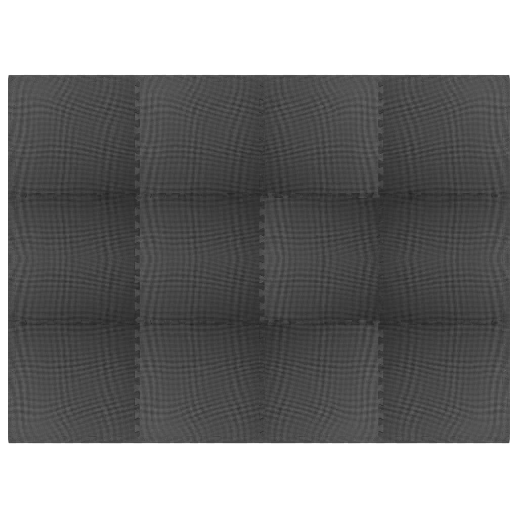 vidaXL Bodenmatten 12 Stk. 4,32 m² EVA-Schaumstoff Schwarz