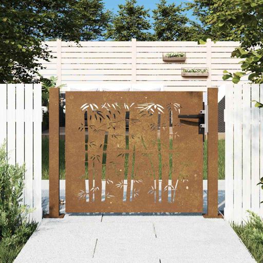 vidaXL Gartentor 105x80 cm Cortenstahl Bambus-Design