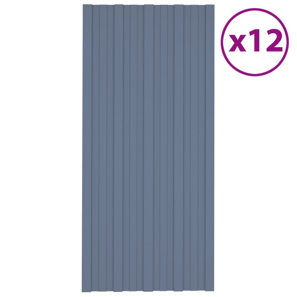 vidaXL Dachpaneele 12 Stk. Verzinkter Stahl Grau 100x45 cm