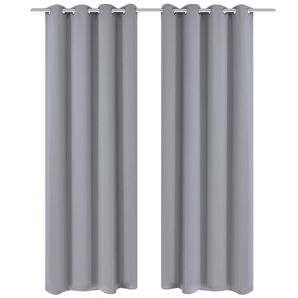 Verdunkelungs-Vorhänge mit Metallringen 135 x 245 cm Grau blackout