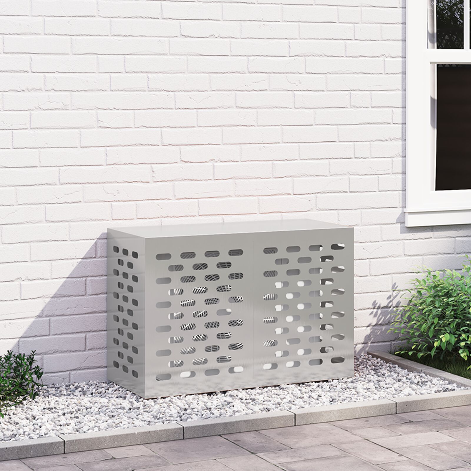 vidaXL AC-Abdeckung 90x40x60 cm Edelstahl