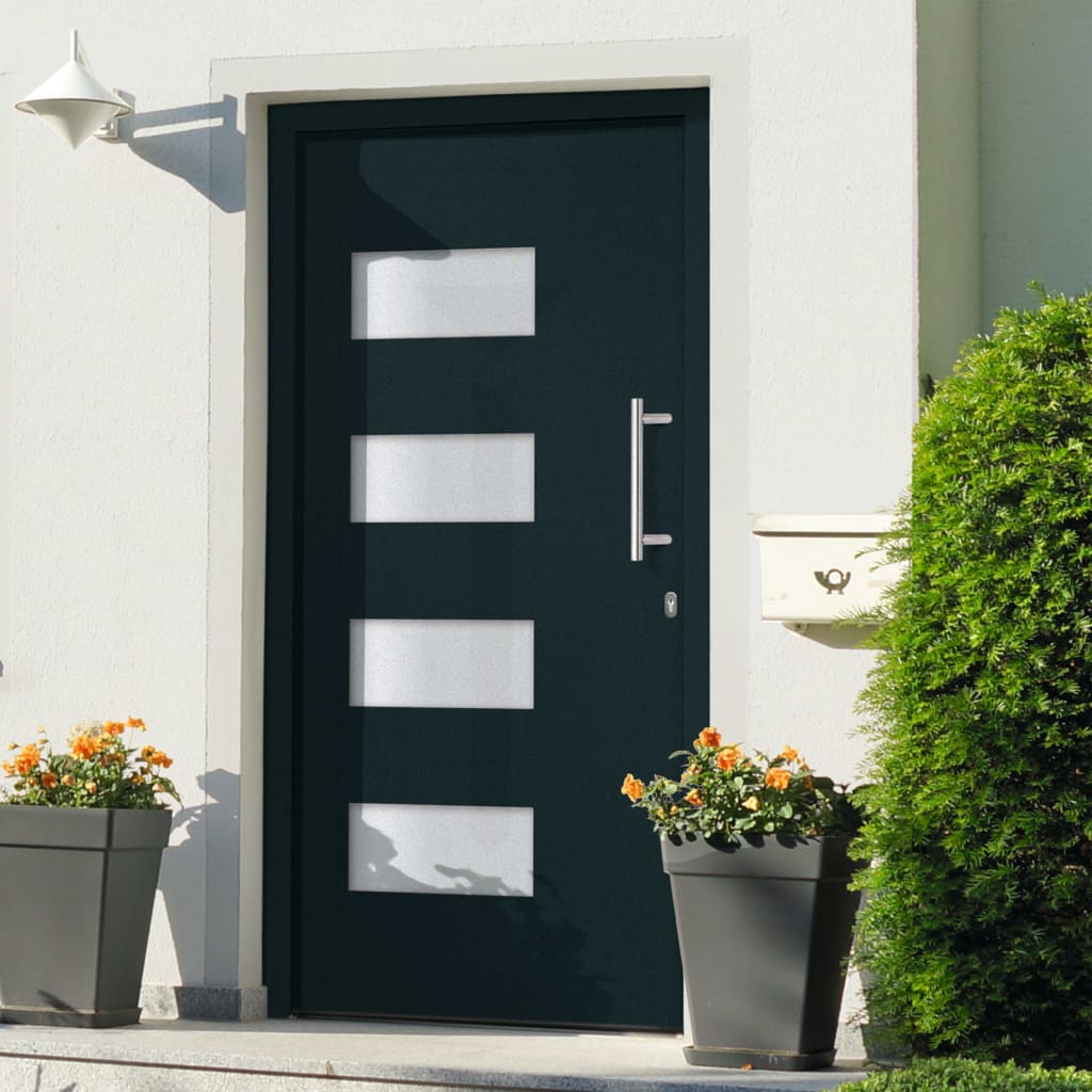 vidaXL Haustür Aluminium und PVC Anthrazit 100x200 cm 