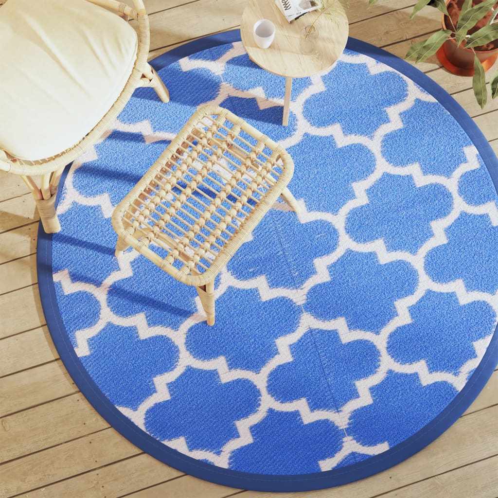 vidaXL Outdoor-Teppich ARAKIL Blau Ø160 cm PP