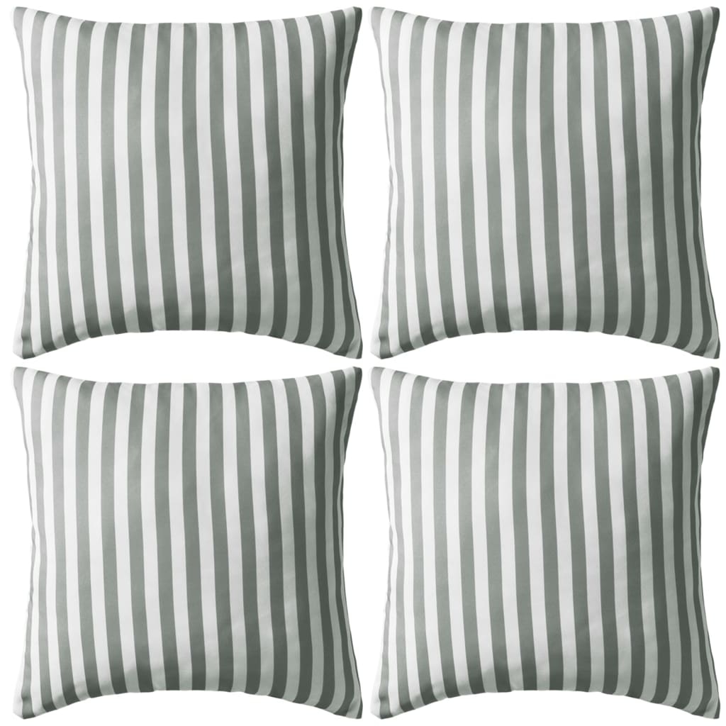 vidaXL Gartenkissen 4 Stk. Streifenmuster 45 x 45 cm Grau