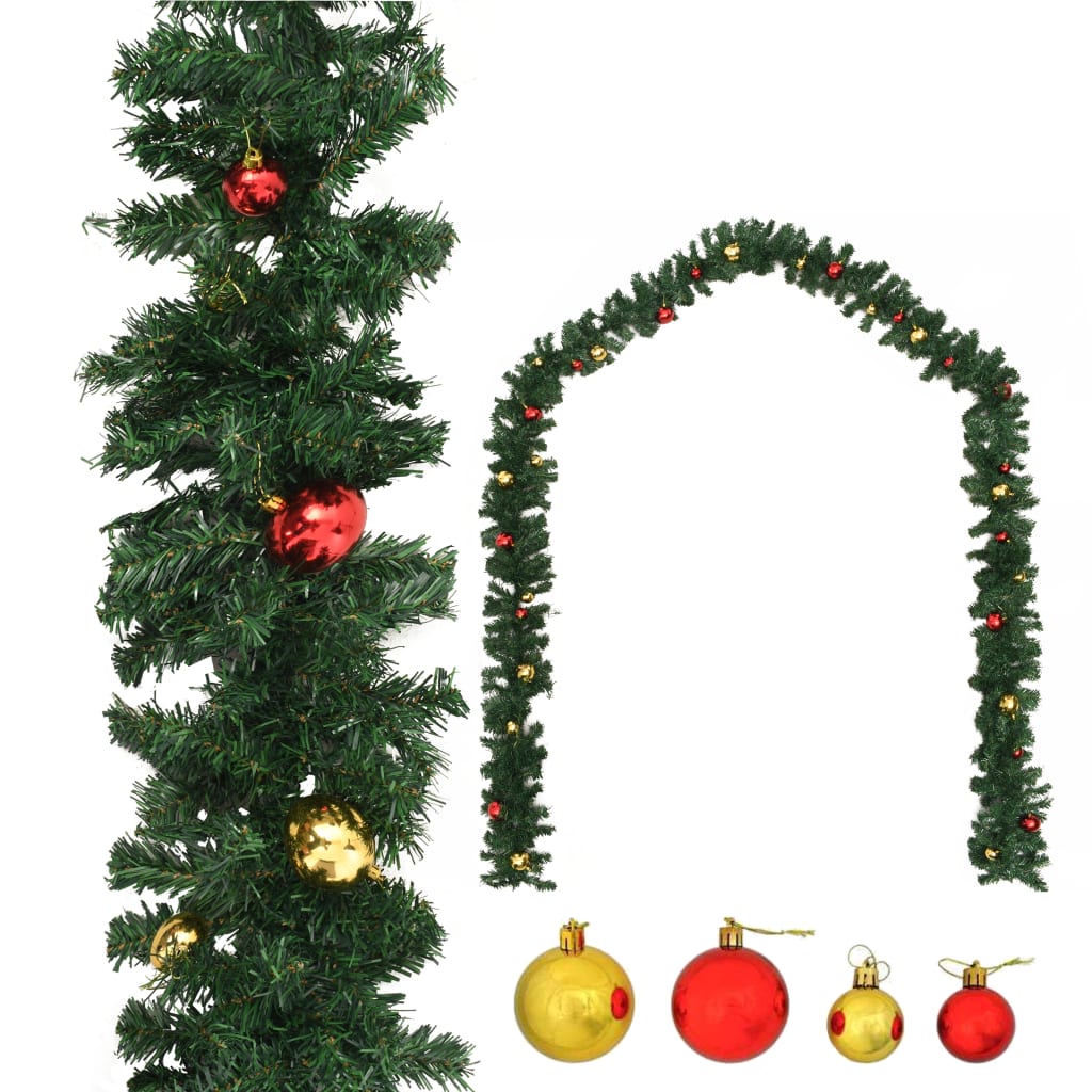 vidaXL Weihnachtsgirlande Geschmückt mit Kugeln 5 m