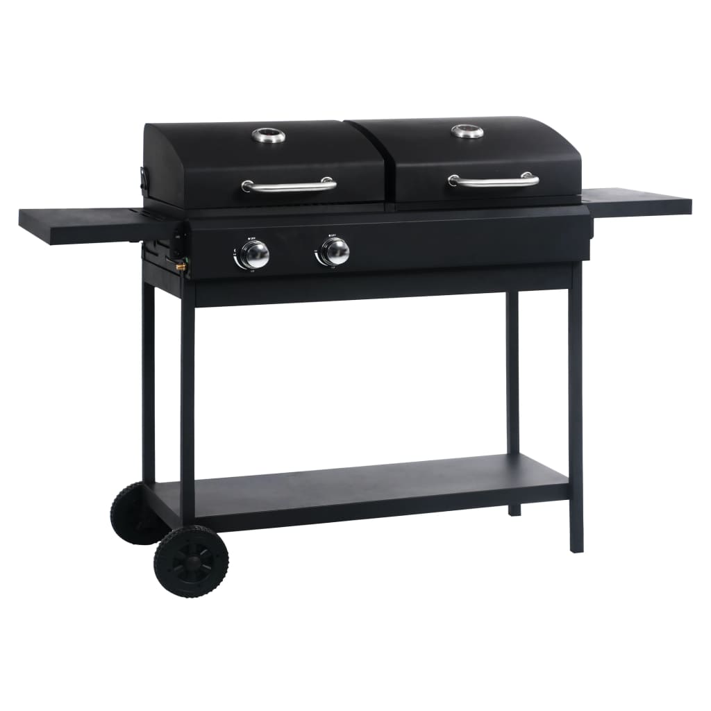 vidaXL Gas- und Holzkohle-Grill mit 2 Brennern