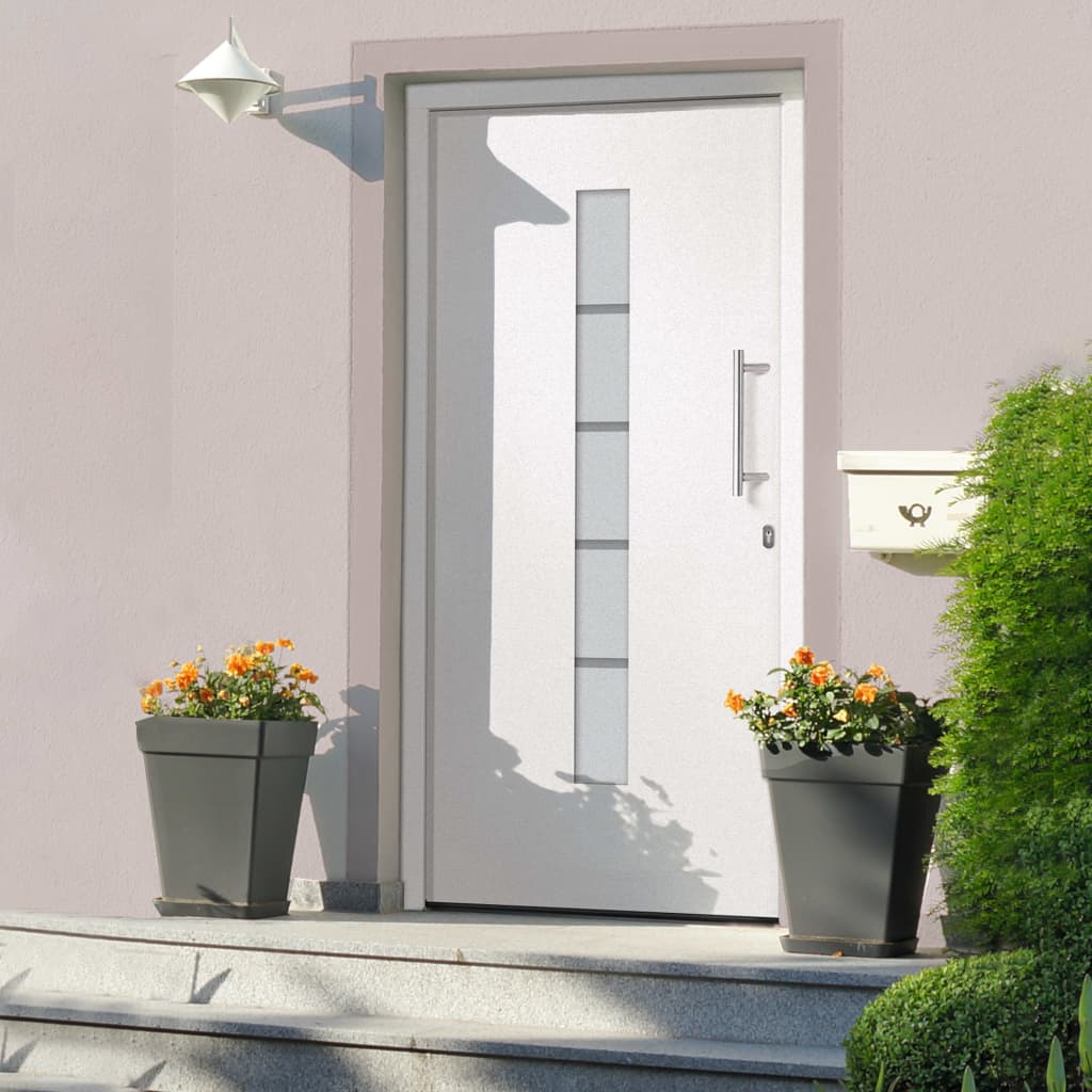 vidaXL Haustür Aluminium und PVC Weiß 100x200 cm  