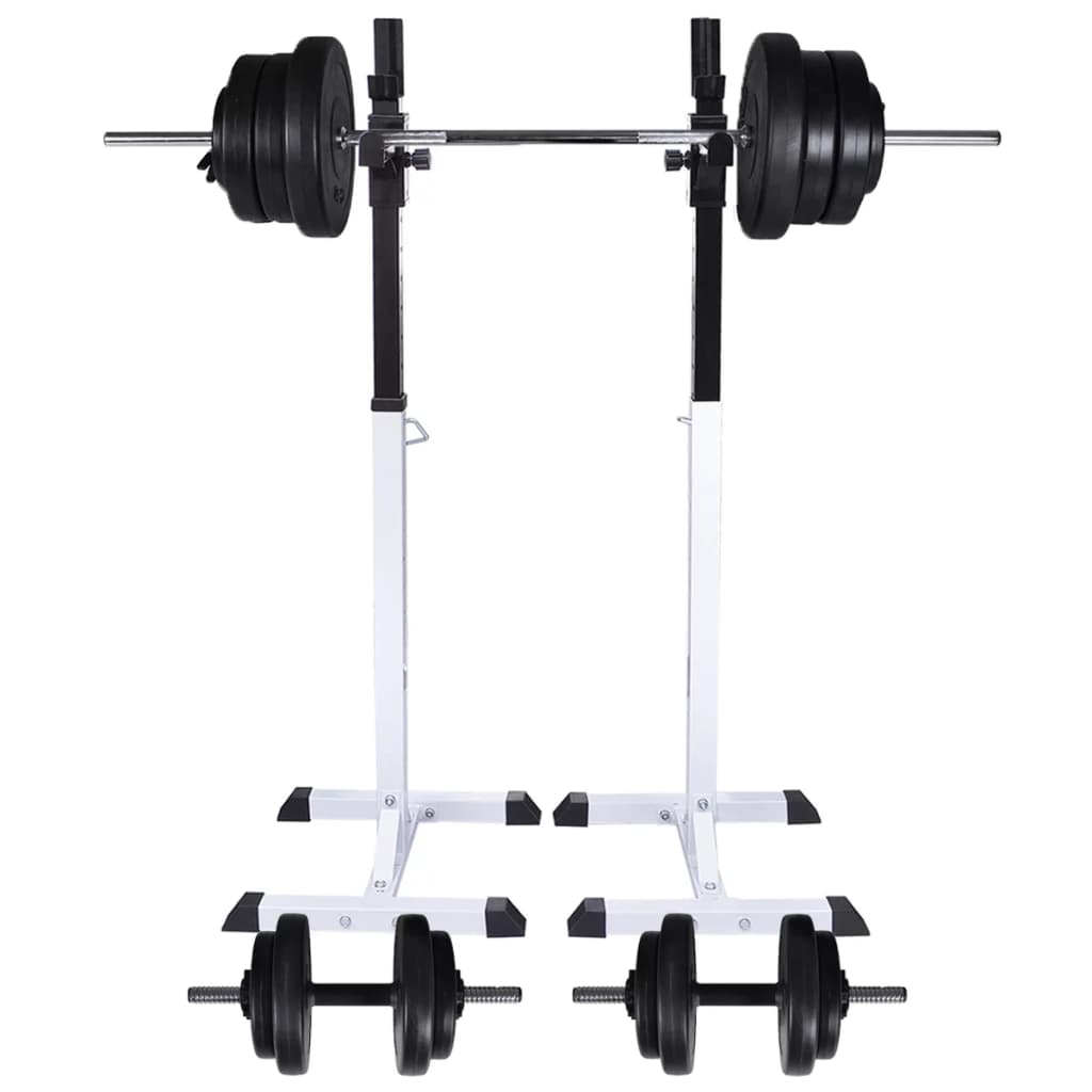 vidaXL Kniebeugen-/Langhantelständer mit Hantel-Set 60,5 kg