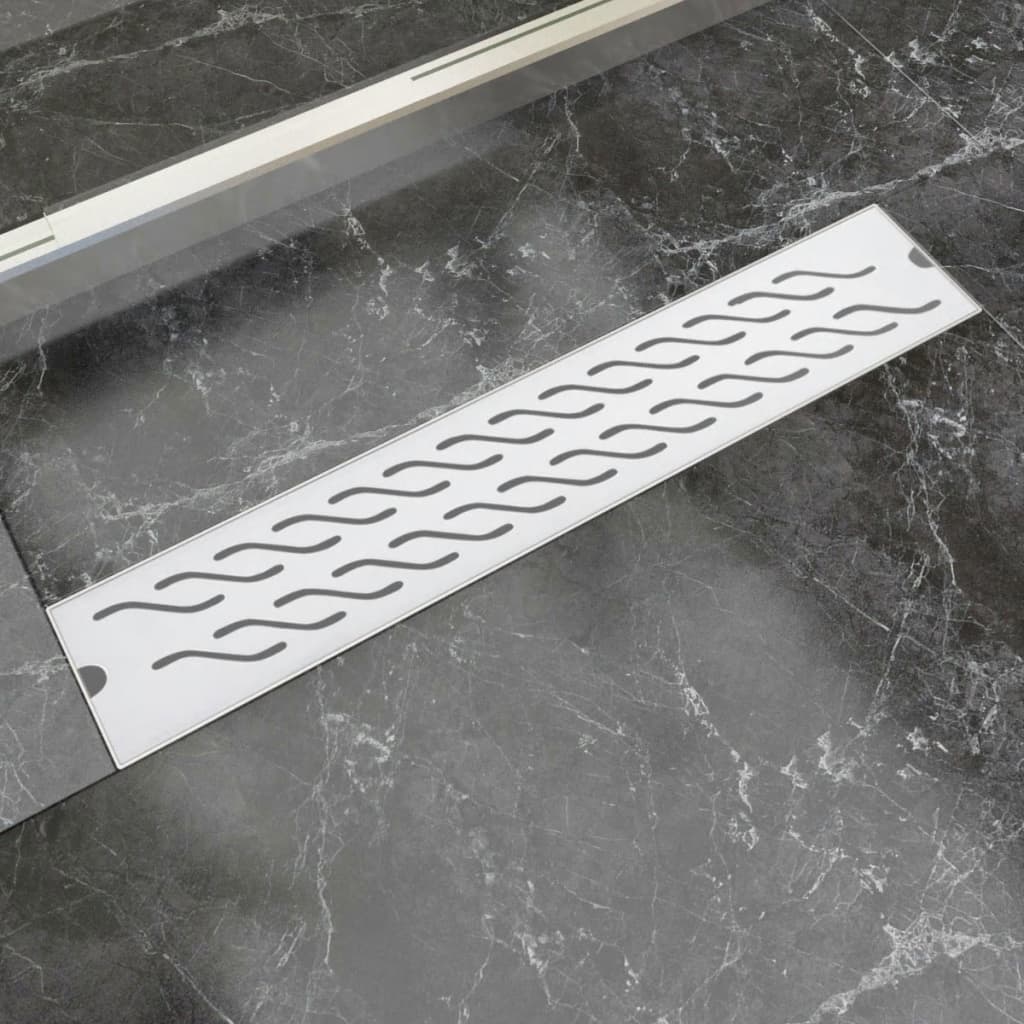 vidaXL Duschrinne 630x140 mm Edelstahl Wellen-Design