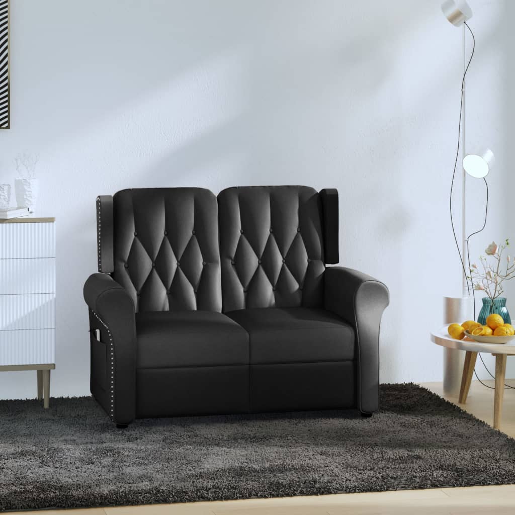 vidaXL 2-Sitzer Massagesessel Schwarz Glänzend Kunstleder