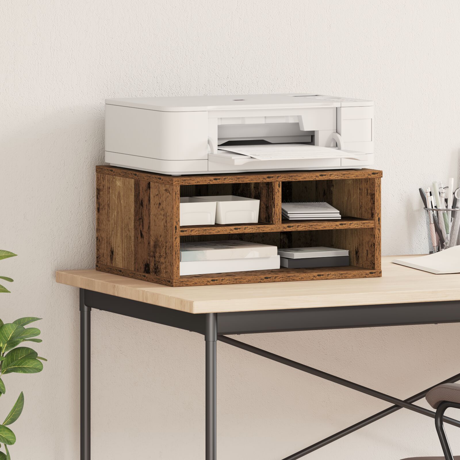 vidaXL Druckerständer Raucheiche 49x40x22,5 cm Holzwerkstoff Alte Eiche