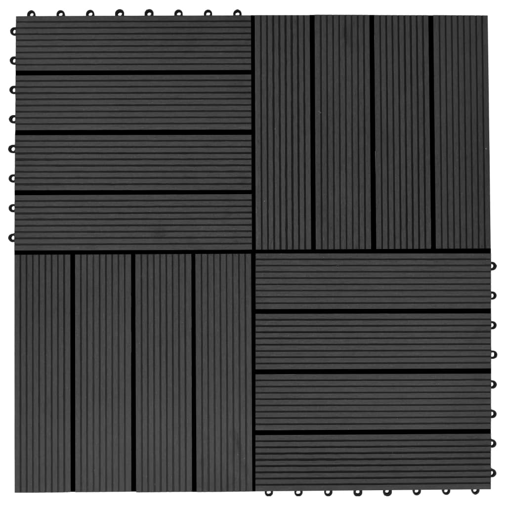 vidaXL 22 Stk. Terrassenfliesen 30 x 30 cm 2 qm WPC Schwarz