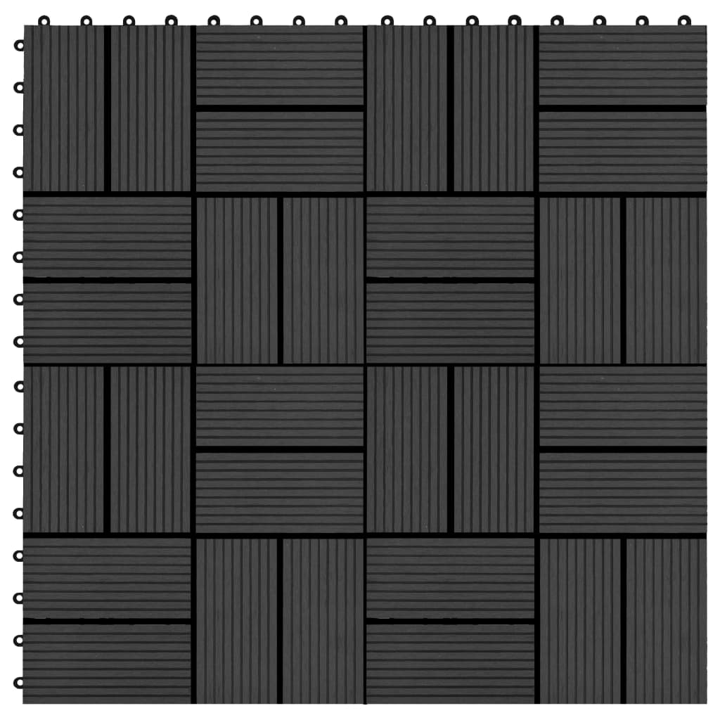vidaXL 22 Stk. Terrassenfliesen 30 x 30 cm 2 qm WPC Schwarz
