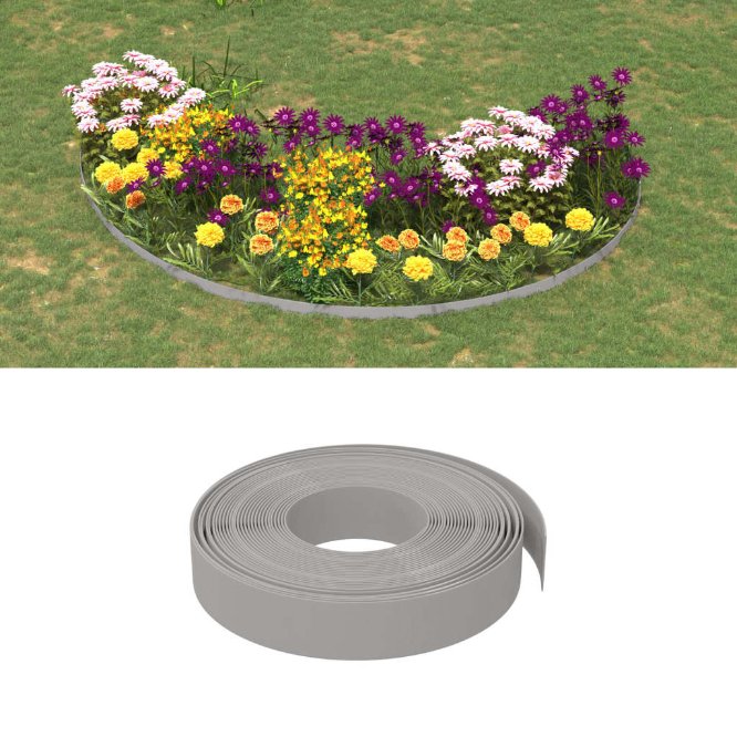 vidaXL Rasenkante Grau 10 m 10 cm Polyethylen