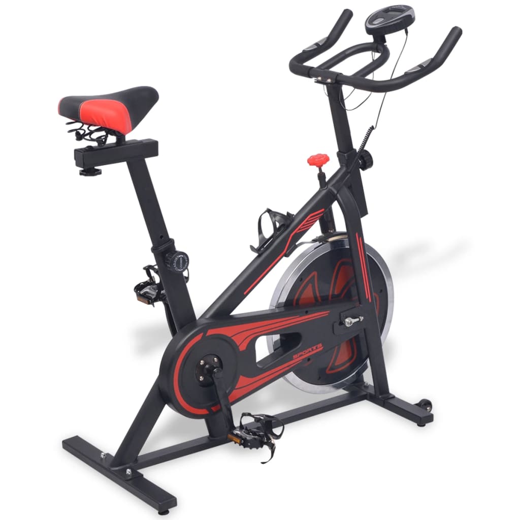 vidaXL Heimtrainer mit Pulsmesser Schwarz und Rot 