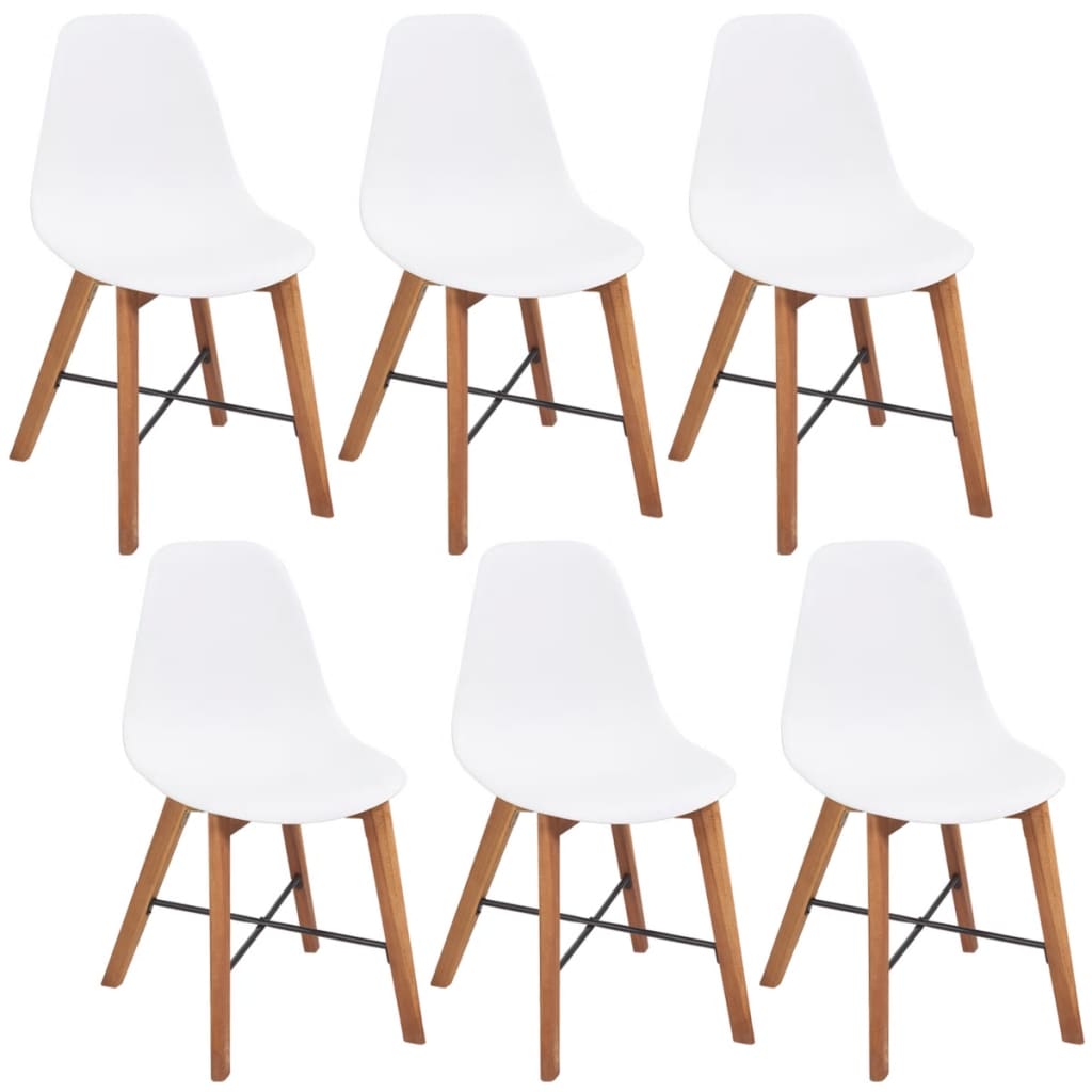 vidaXL Ersatzsitze für Stühle 6 Stk. Weiß Kunststoff