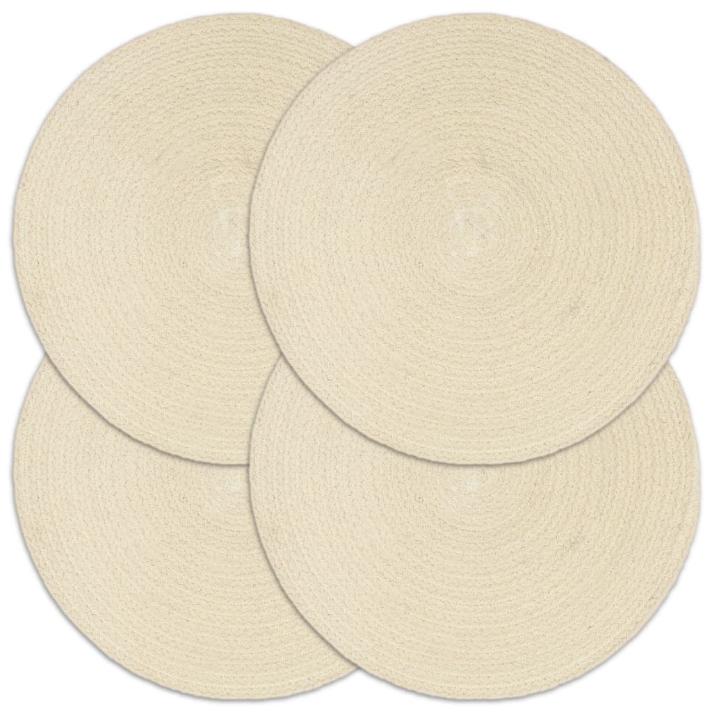 vidaXL Tischsets 4 Stk. Natur 38 cm Rund Baumwolle 