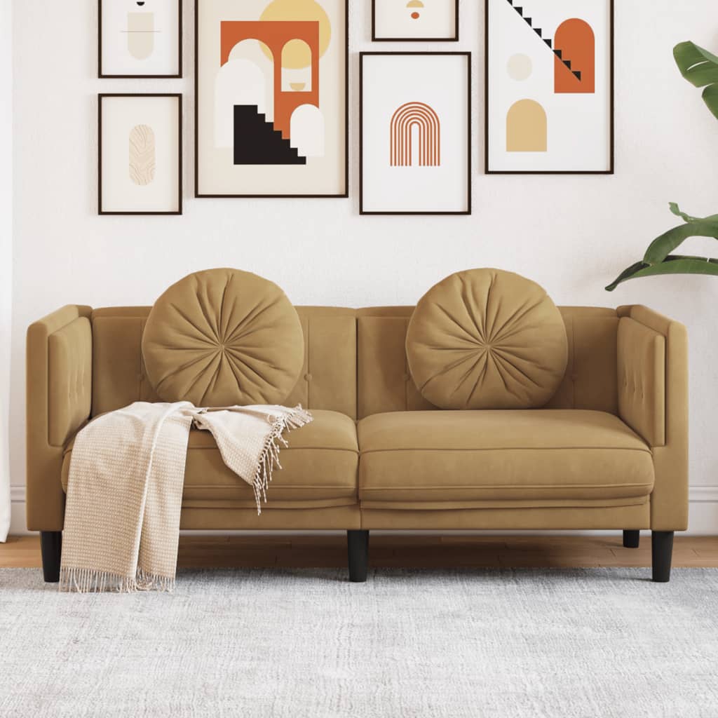 vidaXL 2-Sitzer Sofa mit Kissen Braun Kunstleder Wildleder-Optik