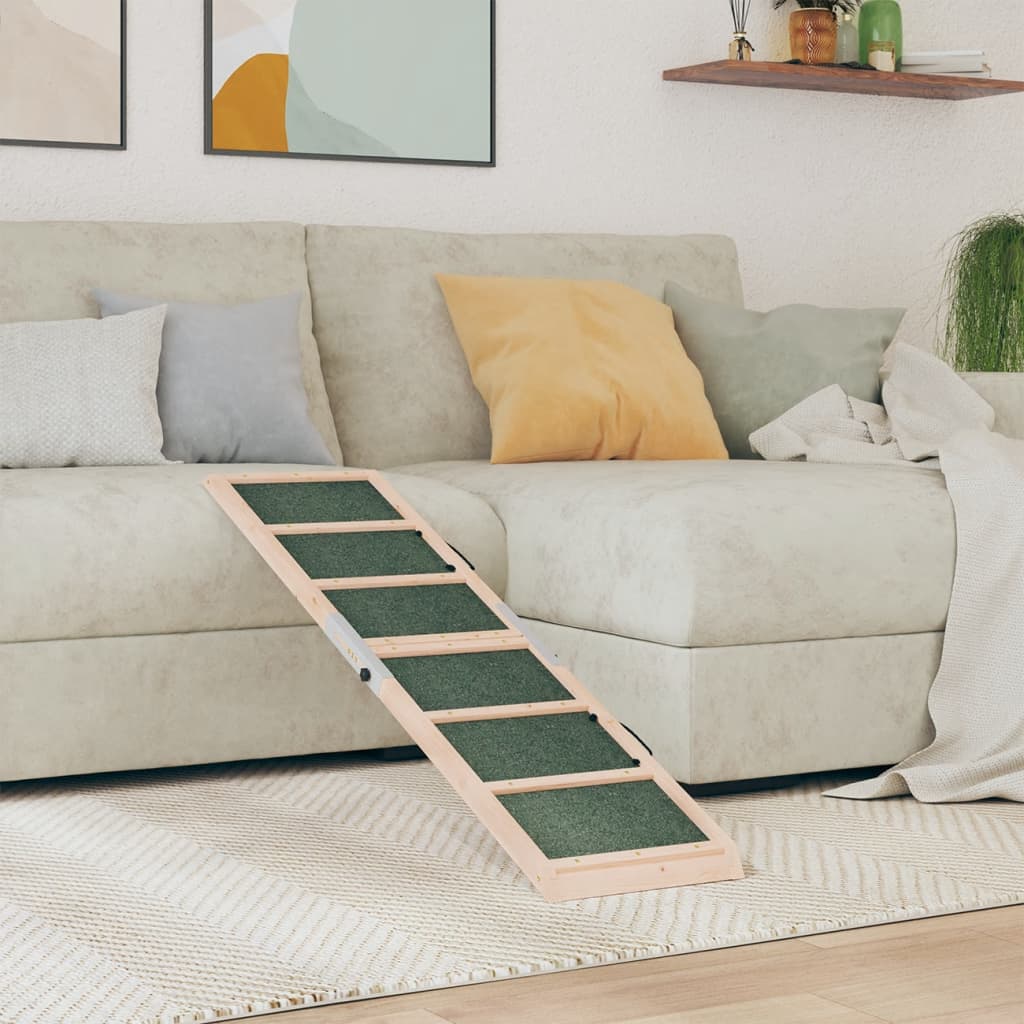 vidaXL Hunderampe Grau 120x30 cm Massivholz Tanne