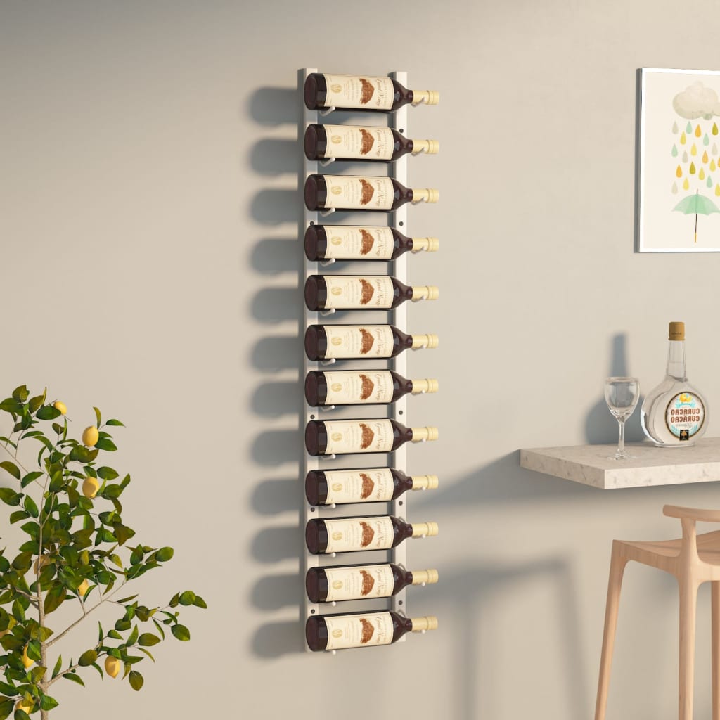 vidaXL Wand-Weinregal für 12 Flaschen Weiß Eisen