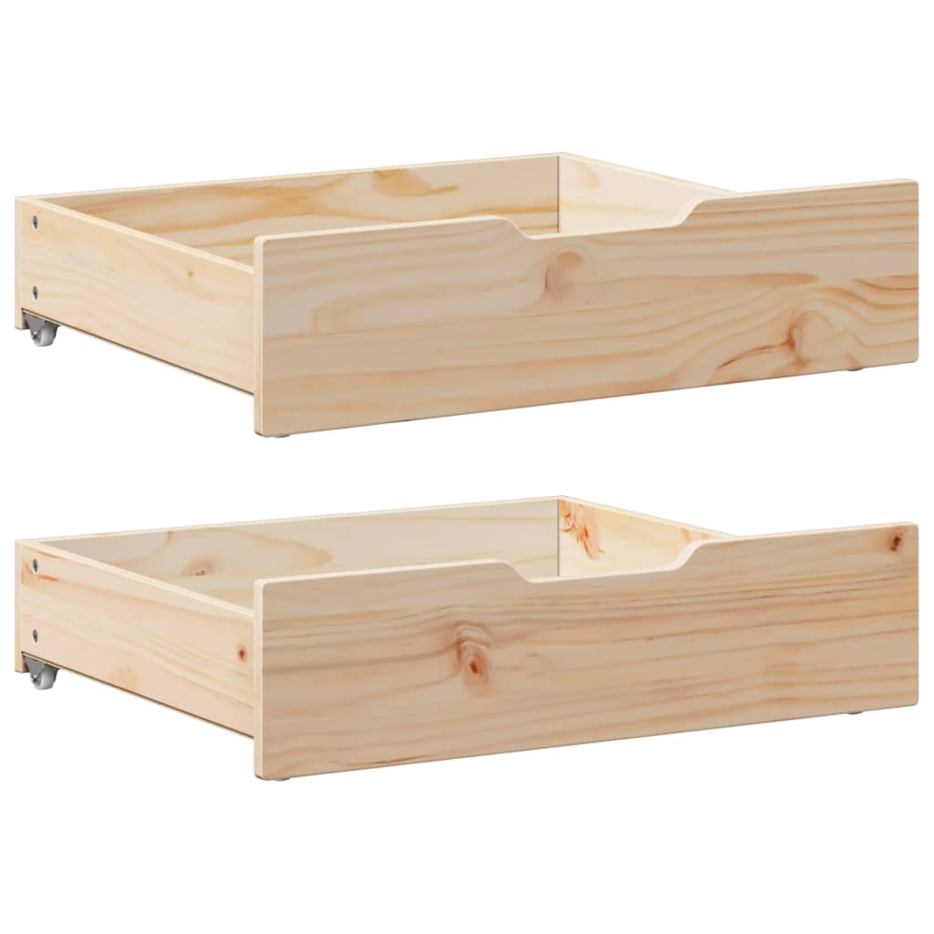 vidaXL Bettschubladen mit Rollen 2 Stk. 75x55x17 cm Massivholz Kiefer