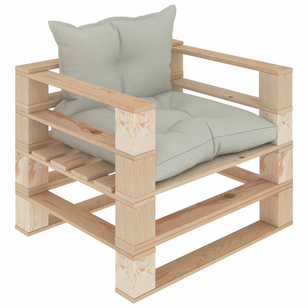  vidaXL Garten-Palettensofa mit Kissen in Beige Holz